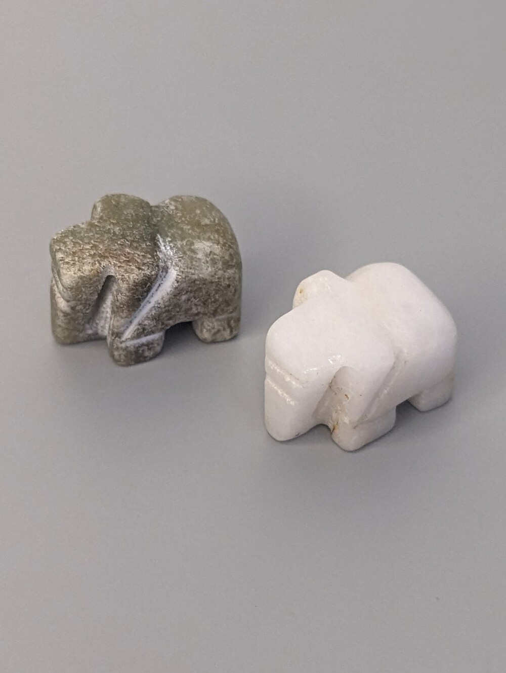 Natural Jade Elephant Carving Pair Burma Untreated Small Gem Figurines 9.43G